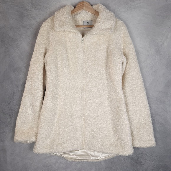 Dudley Stephens Jackets & Blazers - Dudley Stephens Jacket Womens Medium White Fleece Full Zip Lined USA Coat